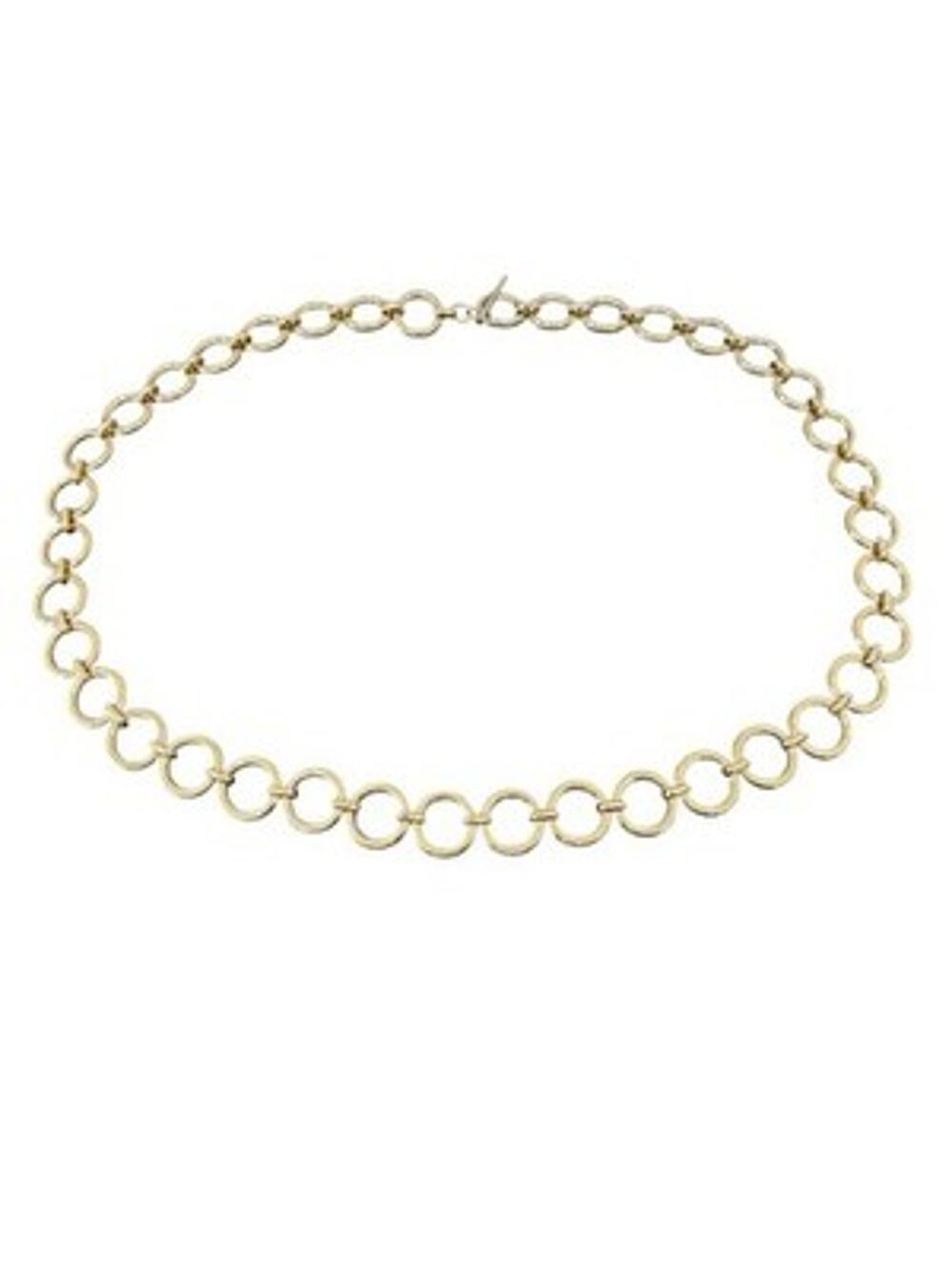 Gold Tone Circle Link Chain Belt 43" Adjustable Toggle Closure Waist Hip